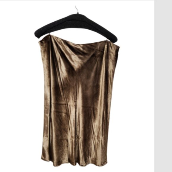 Vince Velvet Short Silk-Blend Gold Slip Skirt - Picture 5 of 14